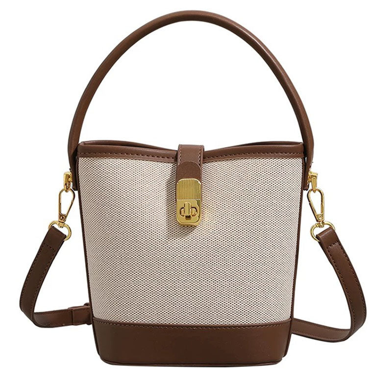 Medium Size Women Bucket Handbag with Detachable Long Strap