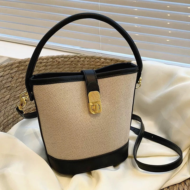 Medium Size Women Bucket Handbag with Detachable Long Strap
