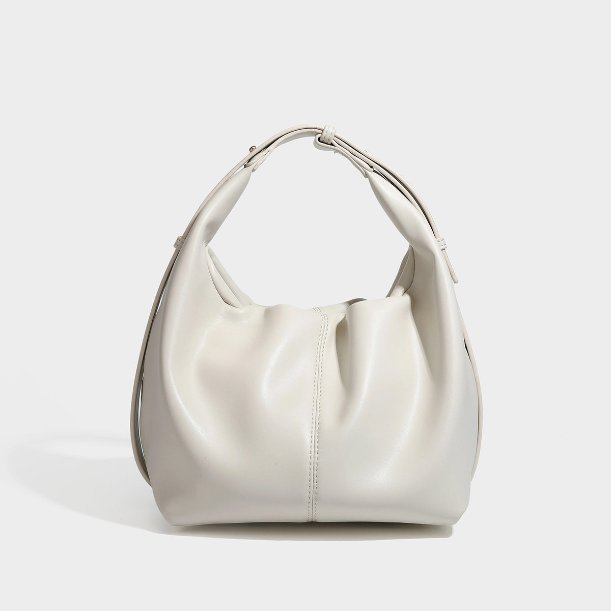 Black Drawstring Ruched Hobo Bag