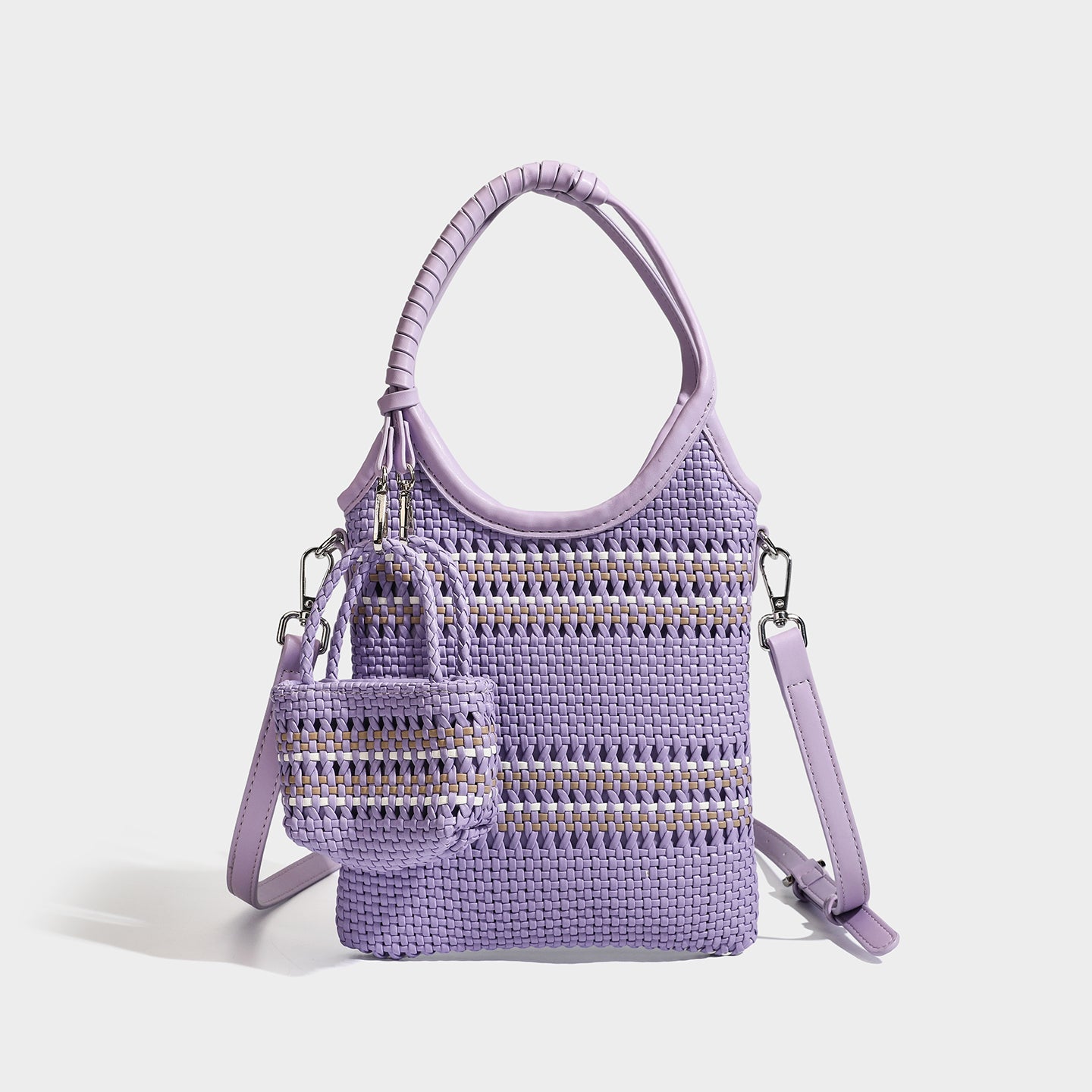 Trendy niche woven phone bag versatile hollow shoulder bag