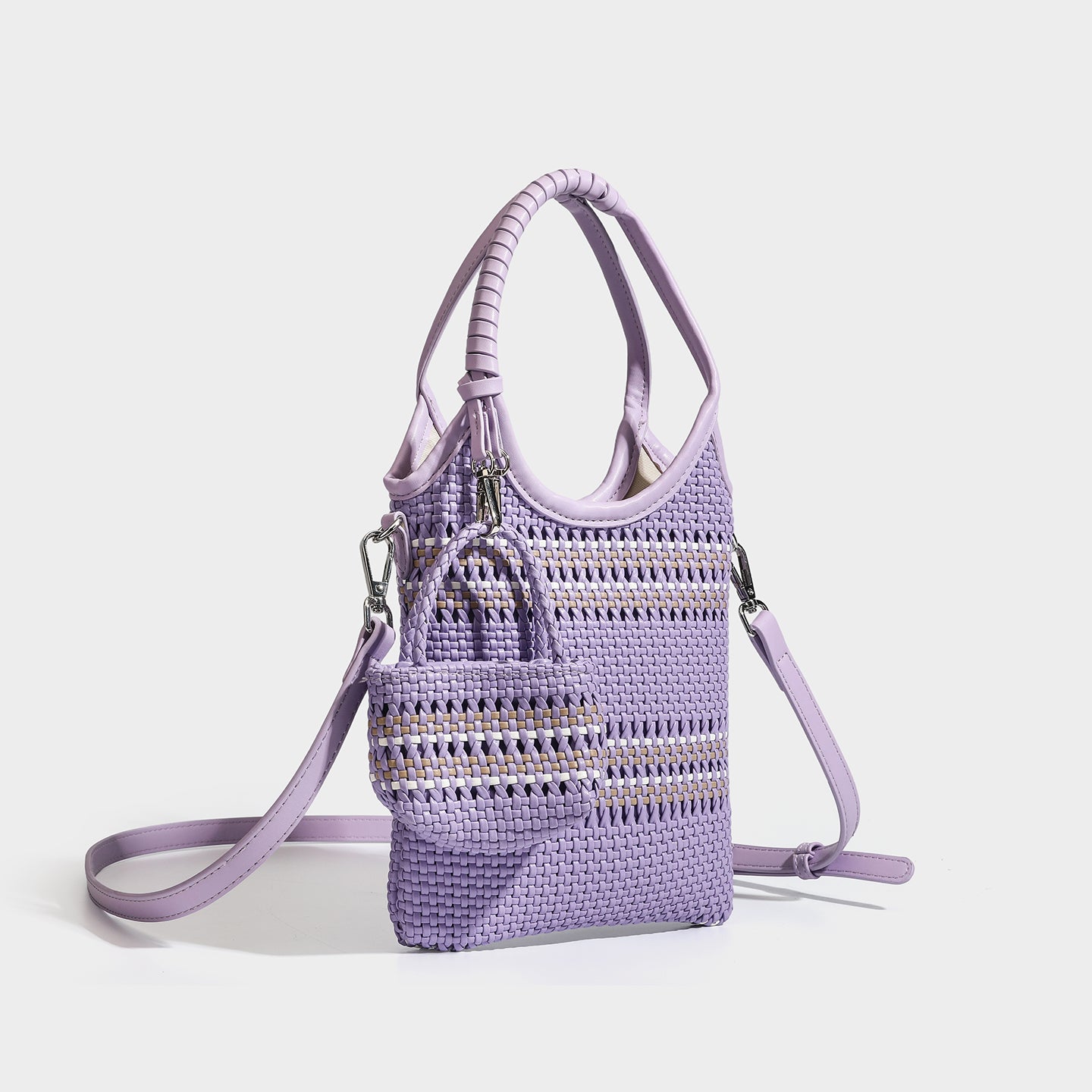 Trendy niche woven phone bag versatile hollow shoulder bag