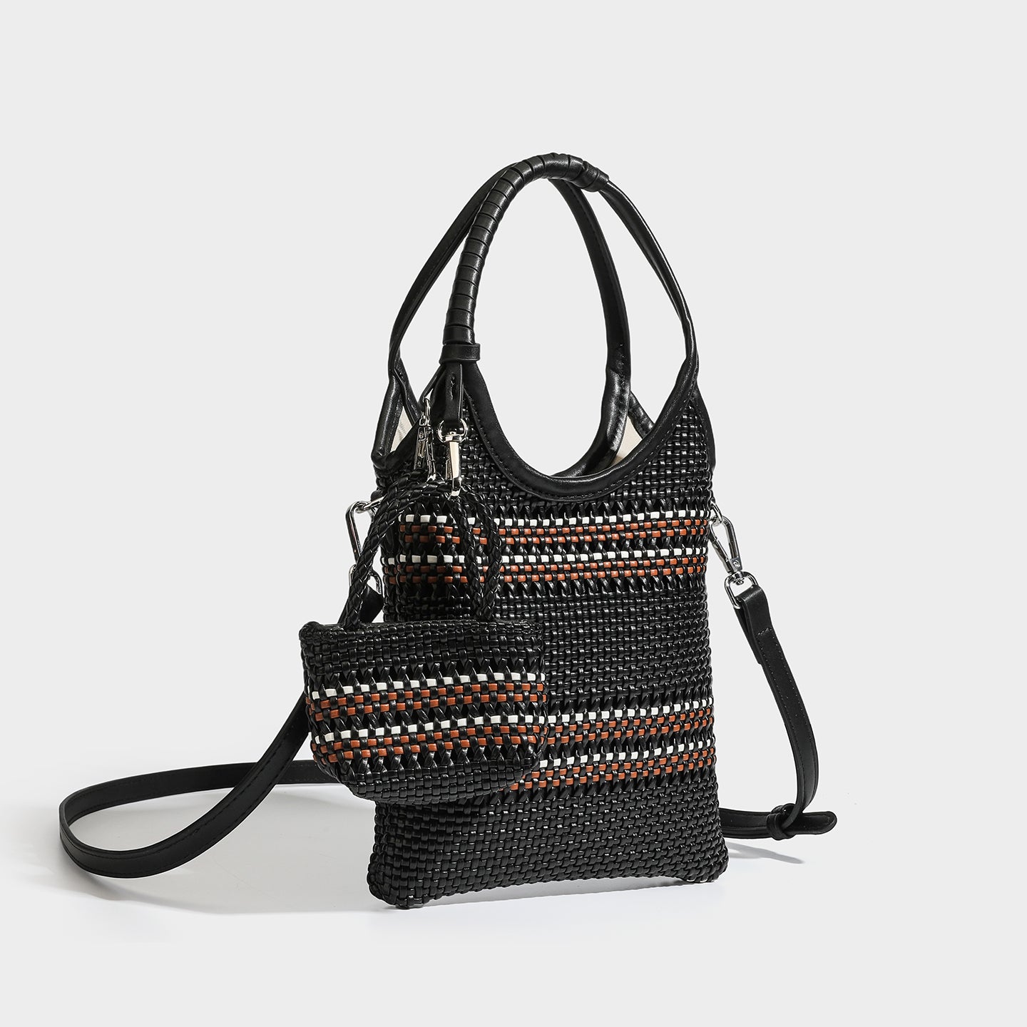 Trendy niche woven phone bag versatile hollow shoulder bag