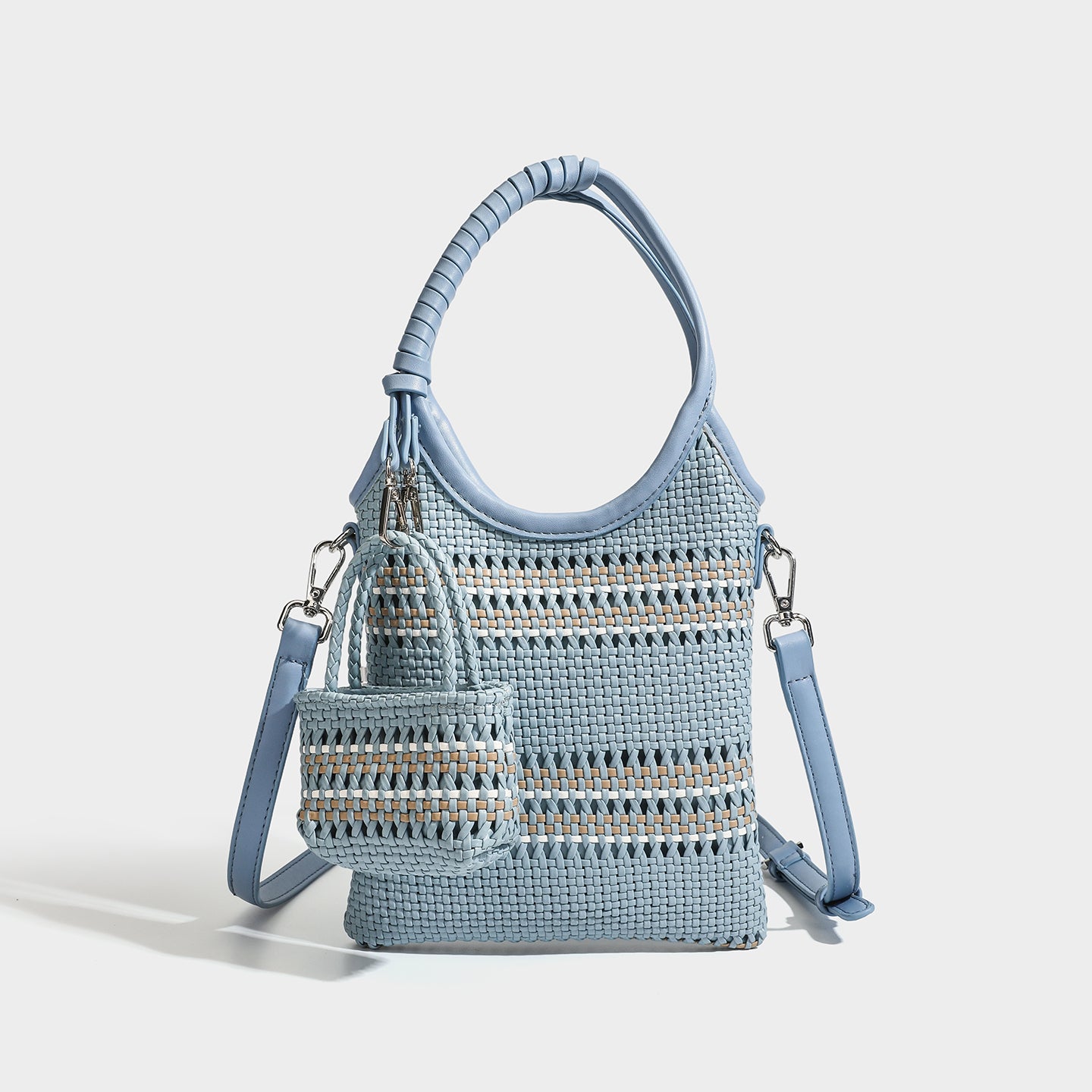 Trendy niche woven phone bag versatile hollow shoulder bag