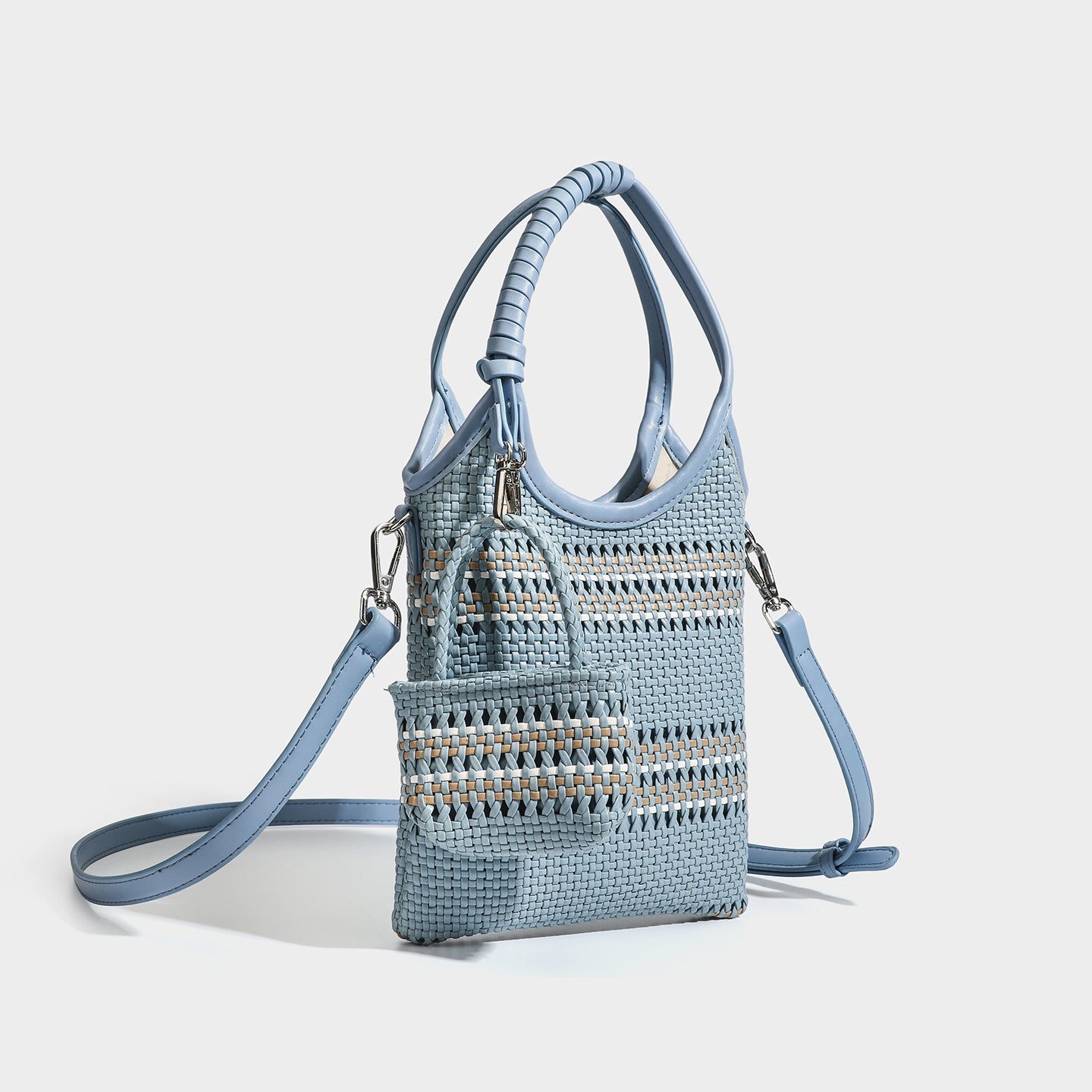 Trendy niche woven phone bag versatile hollow shoulder bag