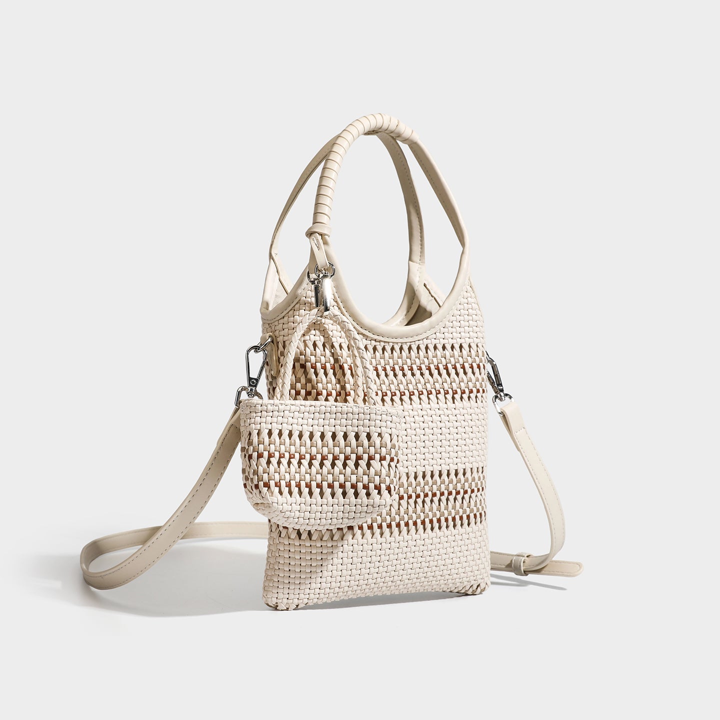 Trendy niche woven phone bag versatile hollow shoulder bag