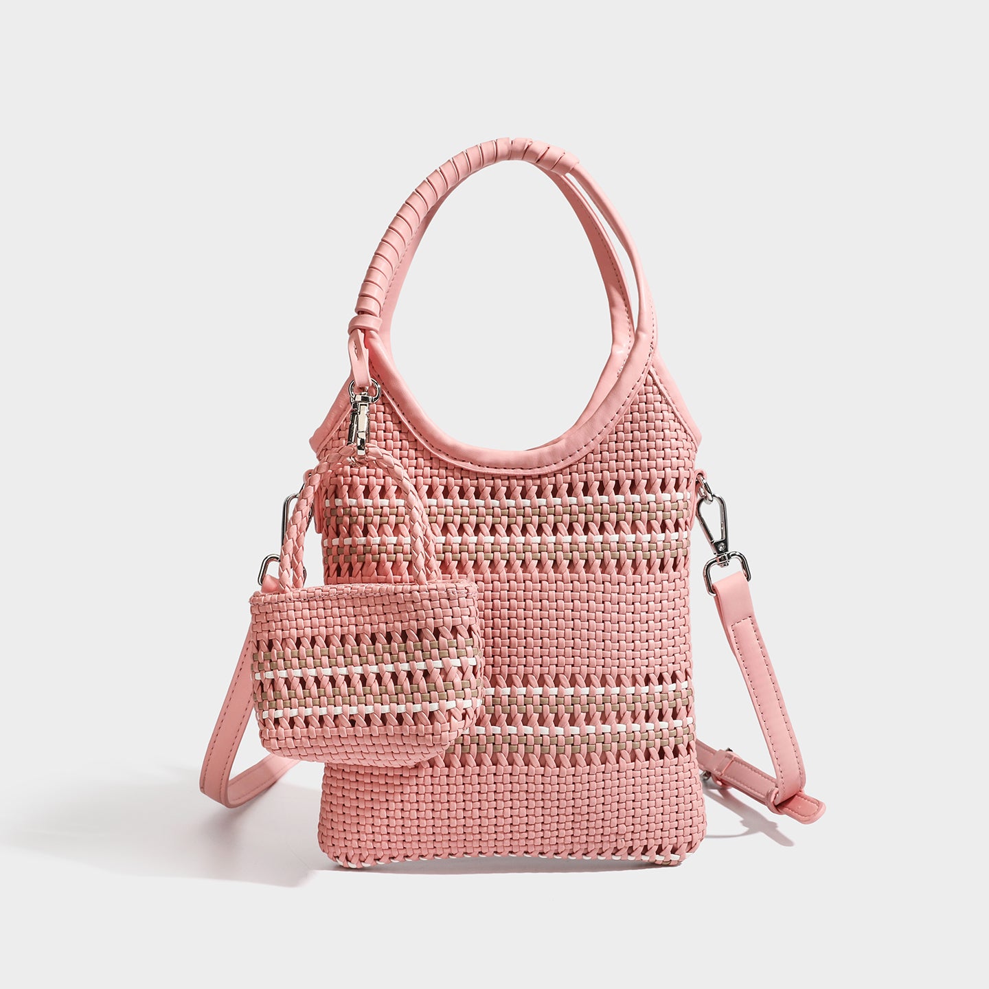 Trendy niche woven phone bag versatile hollow shoulder bag