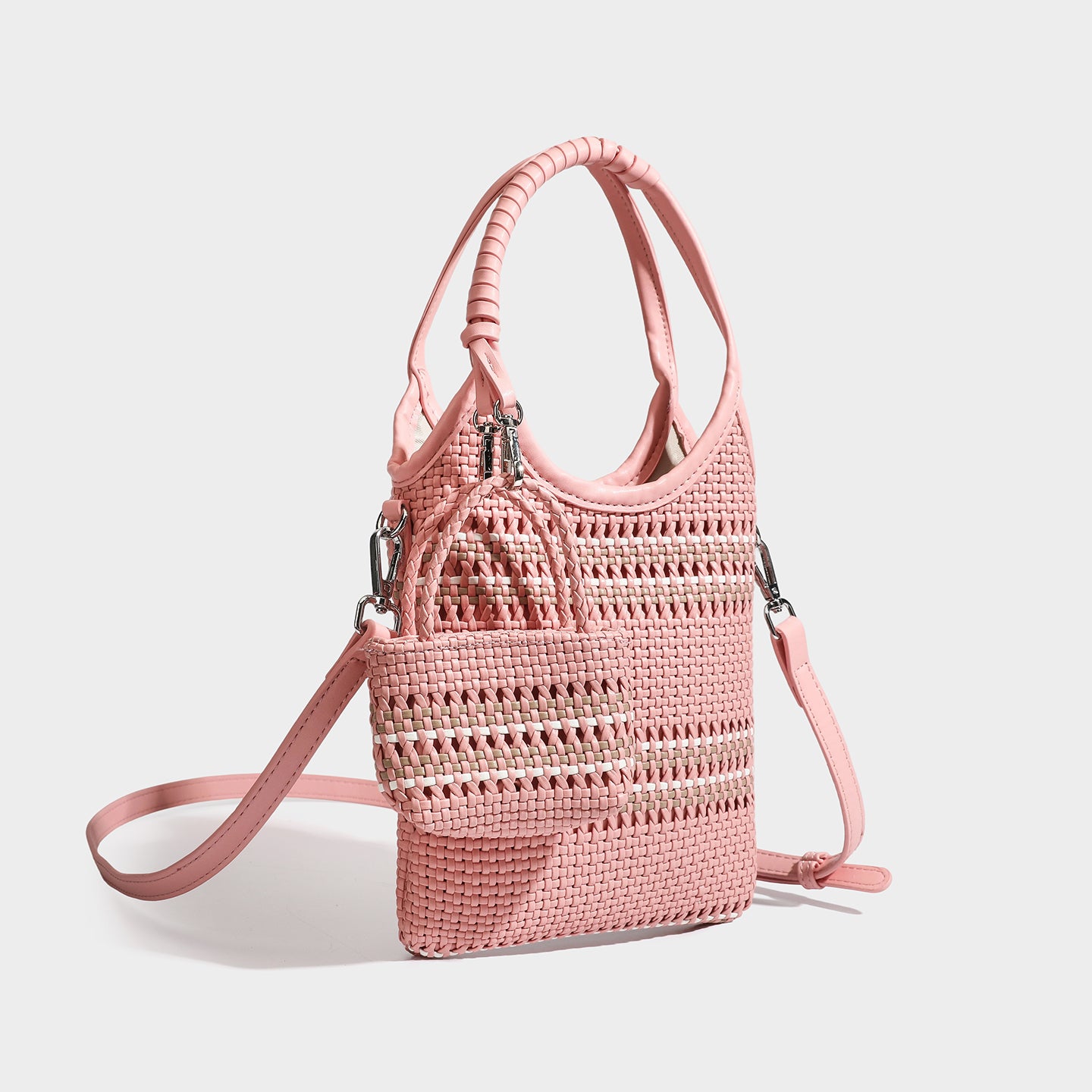 Trendy niche woven phone bag versatile hollow shoulder bag