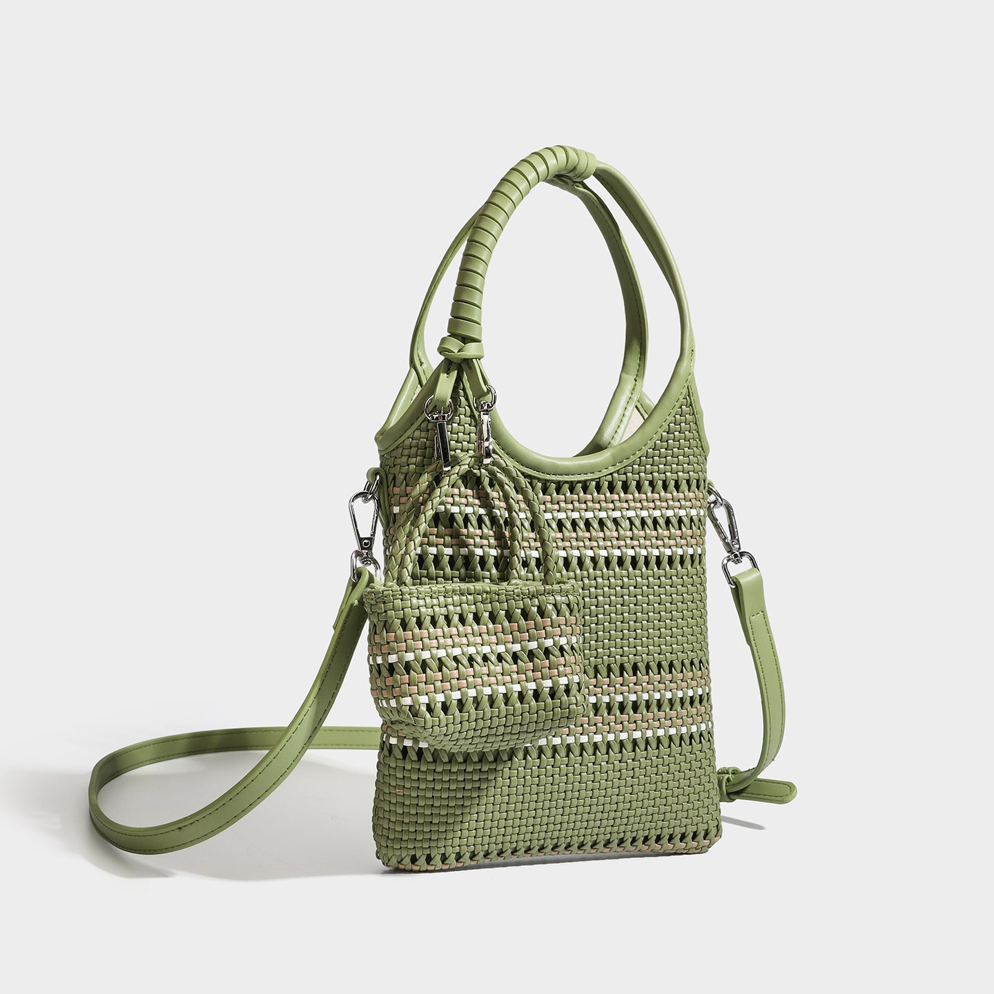 Trendy niche woven phone bag versatile hollow shoulder bag