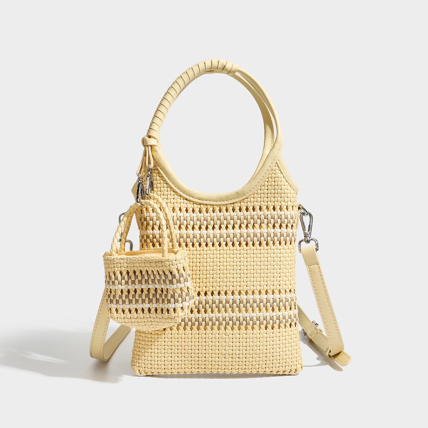Trendy niche woven phone bag versatile hollow shoulder bag