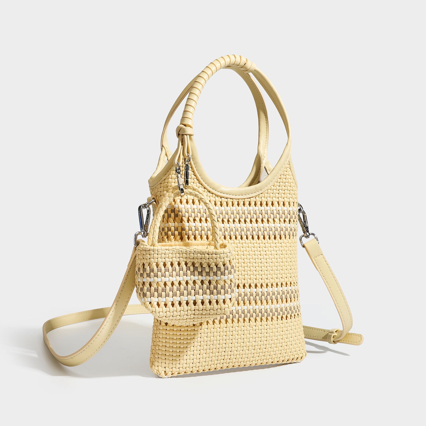 Trendy niche woven phone bag versatile hollow shoulder bag