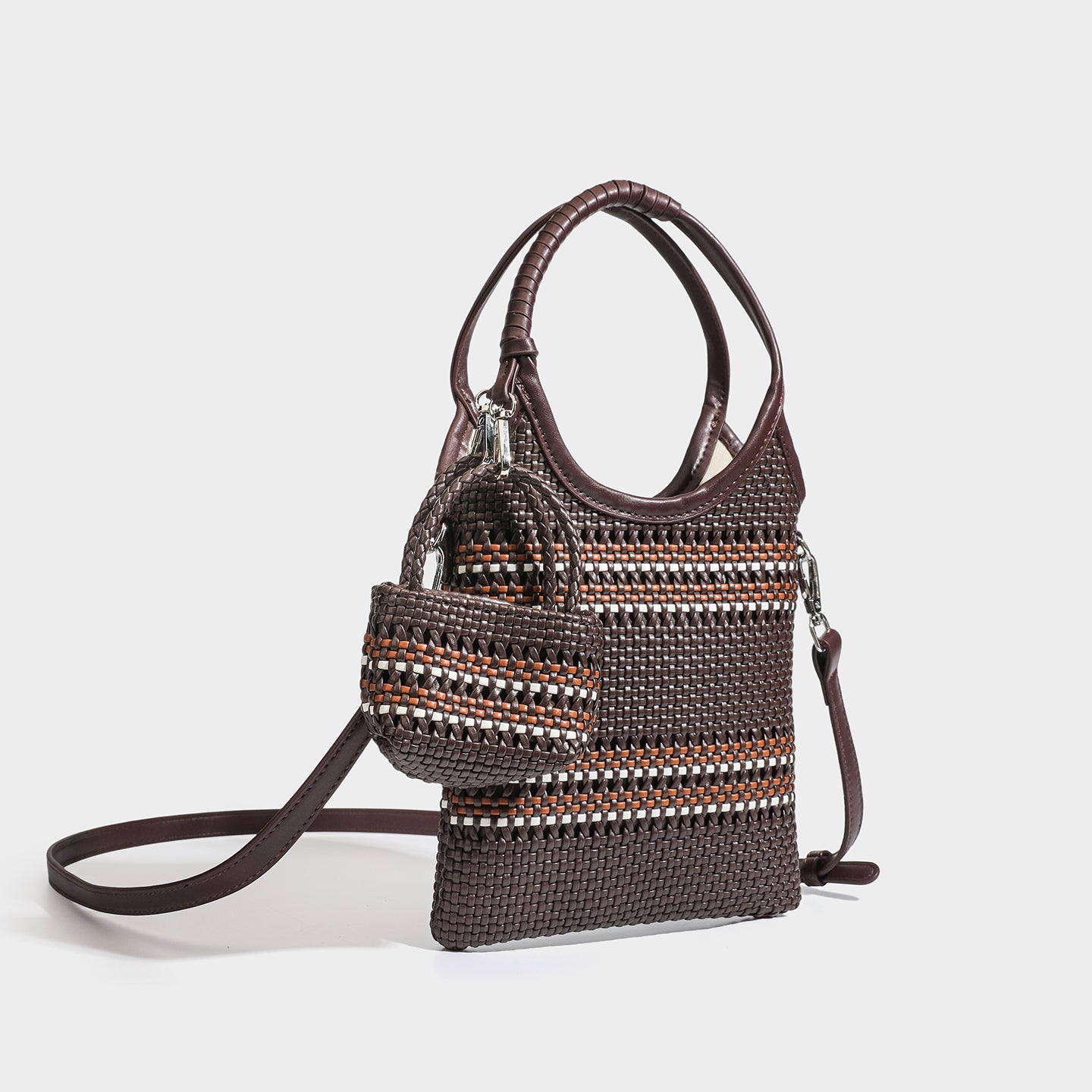 Trendy niche woven phone bag versatile hollow shoulder bag