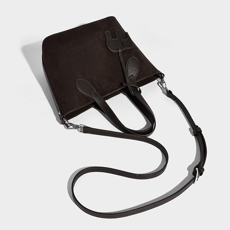 Classic Luxury Women's Suede Tote Bags with Long Strap