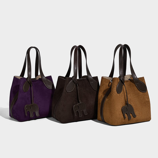 Large Capacity Faux Suede Shoulder Hobo Bag Luxury Suede Handbag Bag for Women