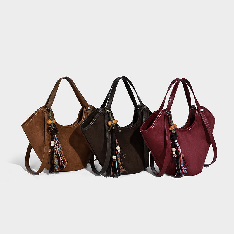 Women's Suede Handbags European and American Fashion Women's Bag