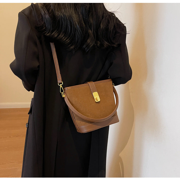 Medium Size Women Bucket Handbag with Detachable Long Strap