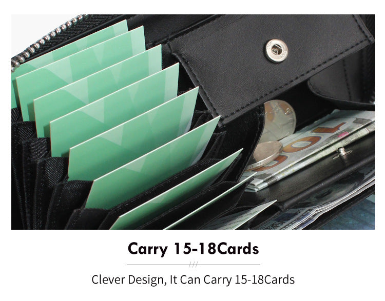 Long men's wallet business real leather wallet portable multifunctional accordion zipper bag