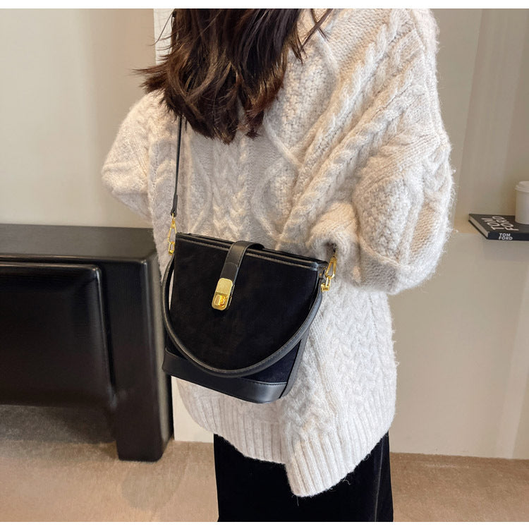 Medium Size Women Bucket Handbag with Detachable Long Strap