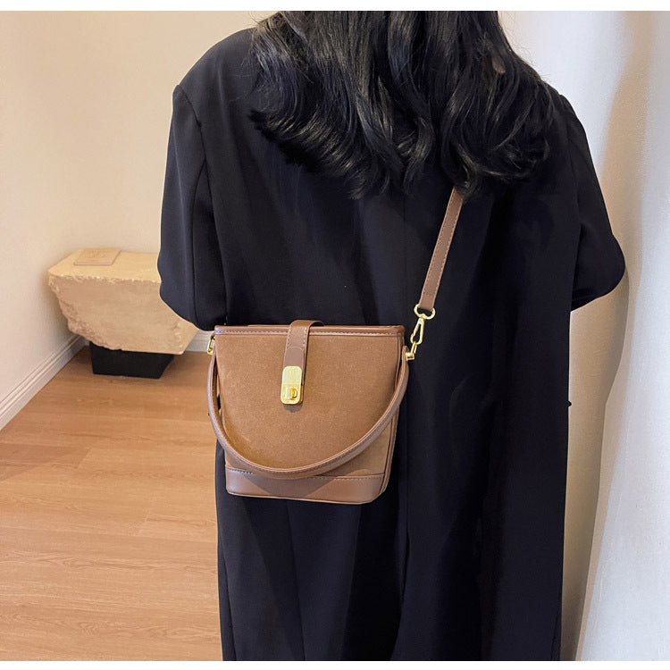 Medium Size Women Bucket Handbag with Detachable Long Strap