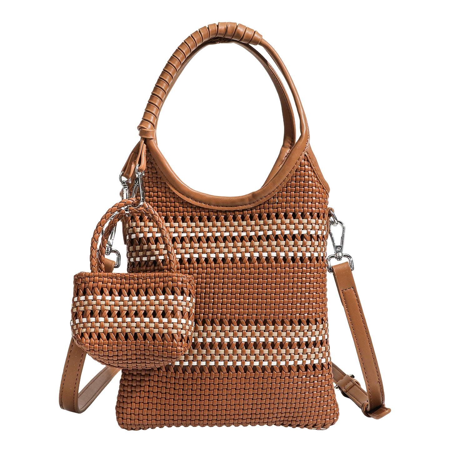 Trendy niche woven phone bag versatile hollow shoulder bag